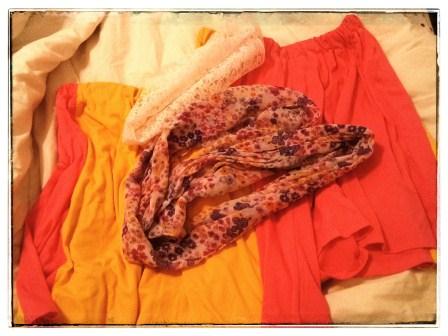IS THE SCARF TOO BUSY FOR MY NEW COLOR-BLOCK SKIRTS?